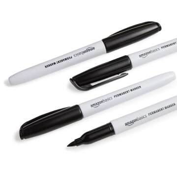 Amazon Basics Fine Tip Permanent Markers, 24 Pack, Vibrant Colors