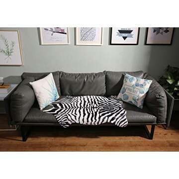 MustMat Cute Faux Zebra Print Rug Animal Print Rug Perfect Throw Rug for Office/Kids Room/Under Tabl...