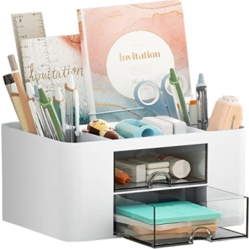 Marbrasse Pen Organizer with 2 Drawer Storage