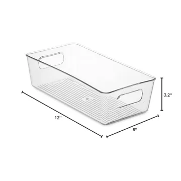 Set of 8 Clear Pantry Organizer Bins for Kitchen Storage