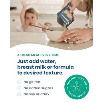 Amara Organic Baby Food - Stage 2 - Peas, Corn & Carrots - Baby Cereal to Mix With Breastmilk, Water or Baby Formula - Shelf Stable Baby Food With 100% Organic Veggies - 5 Pouches, 3.5oz Per Serving