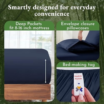 California King Bamboo Rayon Cooling Sheets Navy Blue