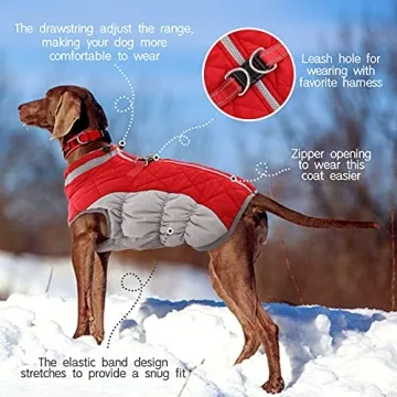 FUAMEY Waterproof Dog Winter Coat with Built-in Harness