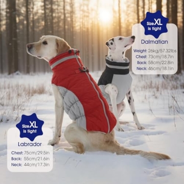 FUAMEY Waterproof Dog Winter Coat with Built-in Harness