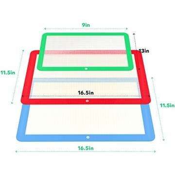 Vremi 3 Piece Silicone Baking Mat Set - Silicone Mat for Baking Sheets Nonstick - Half Quarter Sheet Silicone Baking Mats for Cookie Sheet Pans - Non Stick Rolling Silicone Baking Cooking Sheet Mats