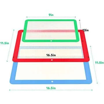 Vremi 3 Piece Silicone Baking Mat Set - Silicone Mat for Baking Sheets Nonstick - Half Quarter Sheet Silicone Baking Mats for Cookie Sheet Pans - Non Stick Rolling Silicone Baking Cooking Sheet Mats