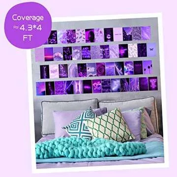 CY2SIDE 50P purple aesthetic pictures for wall collage neon collage printing set, euphoria room decoration for girls, wall art prints for room, photo display