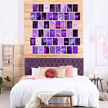 CY2SIDE 50P purple aesthetic pictures for wall collage neon collage printing set, euphoria room decoration for girls, wall art prints for room, photo display