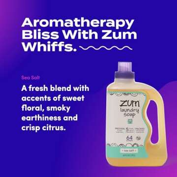 Zum Indigo Wild Clean Laundry Soap - Plant-Based Liquid Laundry Soap - Contains Baking Soda, Essential Oils & Saponified Coconut Oil - Sea Salt Scent - 64 fl oz