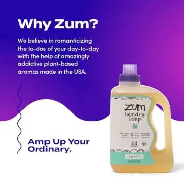 Zum Indigo Wild Clean Laundry Soap - Plant-Based Liquid Laundry Soap - Contains Baking Soda, Essential Oils & Saponified Coconut Oil - Sea Salt Scent - 64 fl oz