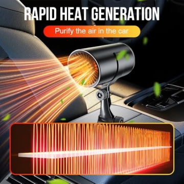2-in-1 Portable Car Heater Cooling Fan, 2026 Upgraded 12V Fast Heating Car Defroster Windshield Heat...