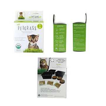 Handy Pantry Organic Cat Grass Kit - Includes 3 Trays, Soil Pucks, and 3 Packs Non GMO Wheatgrass Seed - A Healthy Treat For Cats, Dogs, Rabbits, More