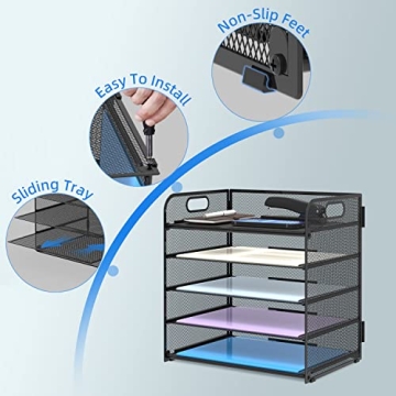 Supeasy 5 Trays Paper Organizer: Efficient Desk Sorter