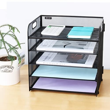 Supeasy 5 Trays Paper Organizer: Efficient Desk Sorter