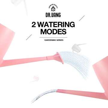 DR.UANG Watering Can for Indoor House Plants Long Spout with Detachable Spray Head Watering Cans for Plant Garden Flower, Long Spout Water Can for Outdoor Watering Plants 1.8L 60oz 1/2 Gallon (Pink)