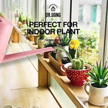 DR.UANG Watering Can for Indoor House Plants Long Spout with Detachable Spray Head Watering Cans for Plant Garden Flower, Long Spout Water Can for Outdoor Watering Plants 1.8L 60oz 1/2 Gallon (Pink)