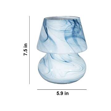 Coosa Mushroom Bedside Table Lamp,Glass LED Bedside Night Lamps, Desert Swirl Veins Small Nightstand Desk lamp for Home Decor, Study, Living, Bedroom, Gift