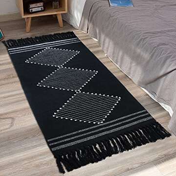 Stylish Boho Cotton Kitchen Rug Runner with Tassels