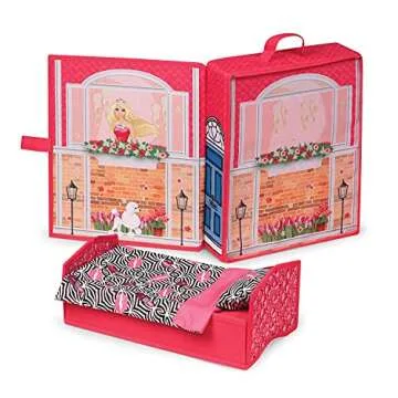 Badger Basket Portable Home & Go Dollhouse Playset with Travel Storage Case and Accessories for 12-Inch Dolls
