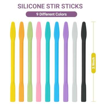 Gartful 9PCS Colored Silicone Stir Sticks - Reusable & Versatile Mixing Tools