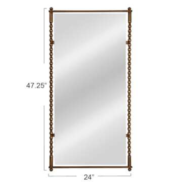 Creative Co-Op Cast Metal Framed Tall Wall Mirror, Antique Brass Finish