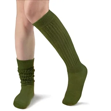 Witwot Slouch Socks - Versatile Knee High Tube Socks in Army Green