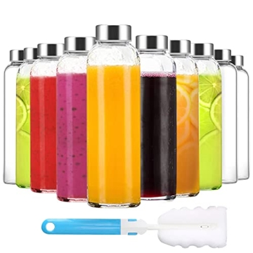 Luxfuel Reusable Glass Bottles 18 oz, Eco-Friendly Set