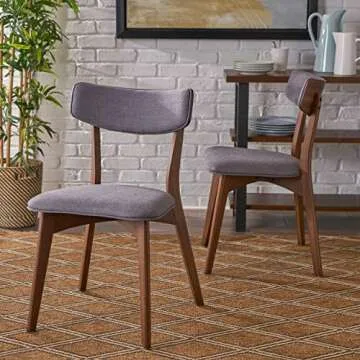Christopher Knight Home Abrielle Mid-Century Modern Fabric Dining Chairs - 2-Pcs Set