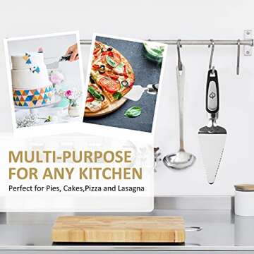 VOFO Flatware Pie Server Stainless Steel Cake Pizza Cutter Tart Dessert Slicer (Black)