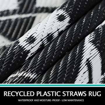 Capslpad 5Ft Round Waterproof Outdoor Rug for Patio