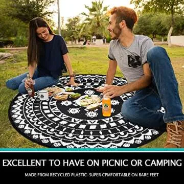 Capslpad 5Ft Round Waterproof Outdoor Rug for Patio