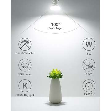 LE GU10 LED Light Bulbs Non-Dimmable, 5000K Daylight White GU10 Bulb Replacement for Recessed Track ...