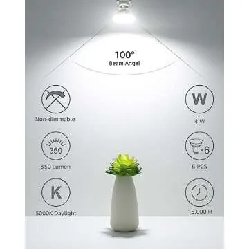 LE GU10 LED Light Bulbs Non-Dimmable, 5000K Daylight White Replacement, 6 Pack