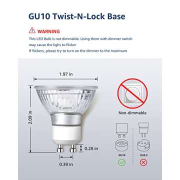 LE GU10 LED Light Bulbs Non-Dimmable, 5000K Daylight White GU10 Bulb Replacement for Recessed Track Lighting, 4W LED Bulbs with 100°Flood Beam for Kitchen, Range Hood, Living Room, Bedroom, 6 Pack