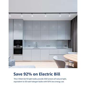 LE GU10 LED Light Bulbs Non-Dimmable, 5000K Daylight White GU10 Bulb Replacement for Recessed Track Lighting, 4W LED Bulbs with 100°Flood Beam for Kitchen, Range Hood, Living Room, Bedroom, 6 Pack