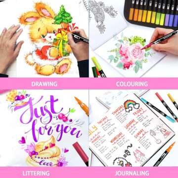 Oficrafted 76 Colors Dual Tip Brush Pens with Brush Tip and Fine Tip for Artists Adult, Coloring Markers for Adult Coloring Books Professional Marker Set for Note Taking and Lettering