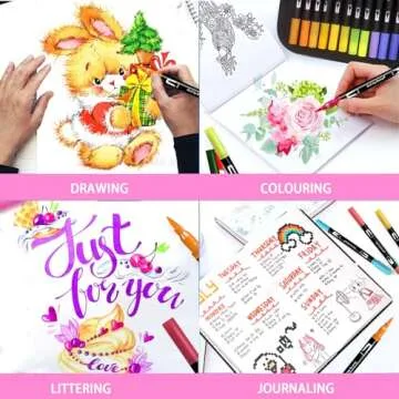 Oficrafted 76 Colors Dual Tip Brush Pens with Brush Tip and Fine Tip for Artists Adult, Coloring Markers for Adult Coloring Books Professional Marker Set for Note Taking and Lettering