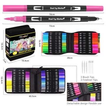 Oficrafted 76 Colors Dual Tip Brush Pens with Brush Tip and Fine Tip for Artists Adult, Coloring Markers for Adult Coloring Books Professional Marker Set for Note Taking and Lettering
