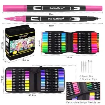 Oficrafted 76 Colors Dual Tip Brush Pens with Brush Tip and Fine Tip for Artists Adult, Coloring Markers for Adult Coloring Books Professional Marker Set for Note Taking and Lettering