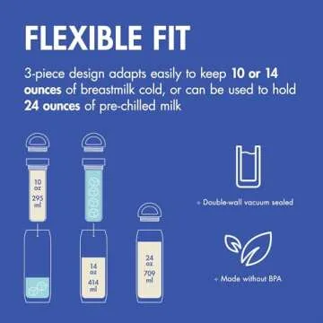 Boon Frosh Portable Breast Milk Chiller - Stainless Steel Breast Milk Cooler - Stainless Steel Portable Milk Storage Container - Blue - Keeps Breast Milk Cold for up to 17 Hours*