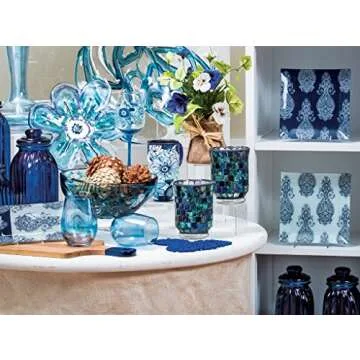 Shades of Indigo Flowers and Butterflies Ceramic Travel Coffee Mug 17oz