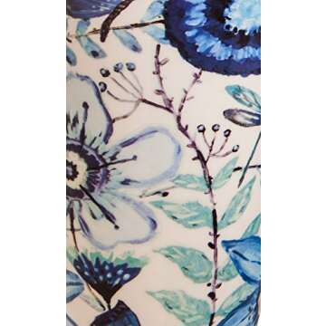 Shades of Indigo Flowers and Butterflies Ceramic Travel Coffee Mug 17oz