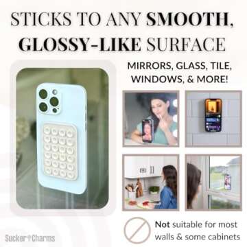 Removable and Reusable Adhesive, Silicone Suction Phone Case Mount, iPhone and Android Phone Accessory, Hands-Free Mirror Phone Holder, TikTok Videos, Sticky Grip, Patent Pending (Caramel Delight)