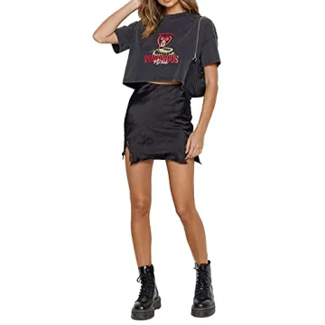 LYANER Satin Lace Trim High Waisted Mini Skirt - Chic & Stylish