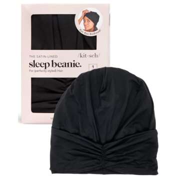 Kitsch Satin Lined Beanie - Softer Than Silk Bonnet for Sleeping Women, Breathable Hair Cover for Sl...