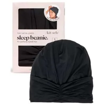 Kitsch Satin Lined Beanie - Softer Than Silk Bonnet for Sleeping Women, Breathable Hair Cover for Sl...