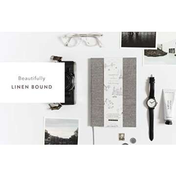 Promptly Journals, A Complete Travel Journal: From Boarding to Exploring (Grey Tweed, Linen) | Vacat...