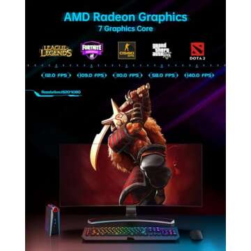 ACEMAGICIAN [Gaming PC Ryzen Mini PC, AMD Ryzen 7 Pro 5875U 16GB DDR4 512GB NVME SSD Mini Desktop Computer,11 Pro Mini PC Gaming[WiFi6/BT5.2] [4K UHD/RGB Lights/3 Adjustable Mode]
