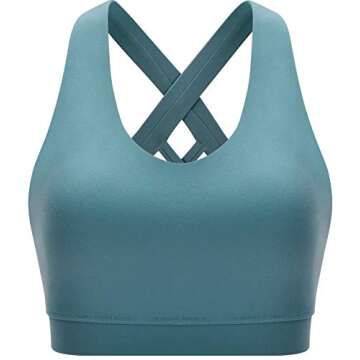 RUNNING GIRL Sports Bra for Women, Criss-Cross Back Padded Strappy Sports Bras Medium Support Yoga Bra with Removable Cups
