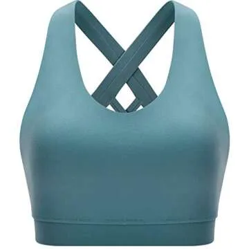 RUNNING GIRL Sports Bra for Women, Criss-Cross Back Padded Strappy Sports Bras Medium Support Yoga Bra with Removable Cups